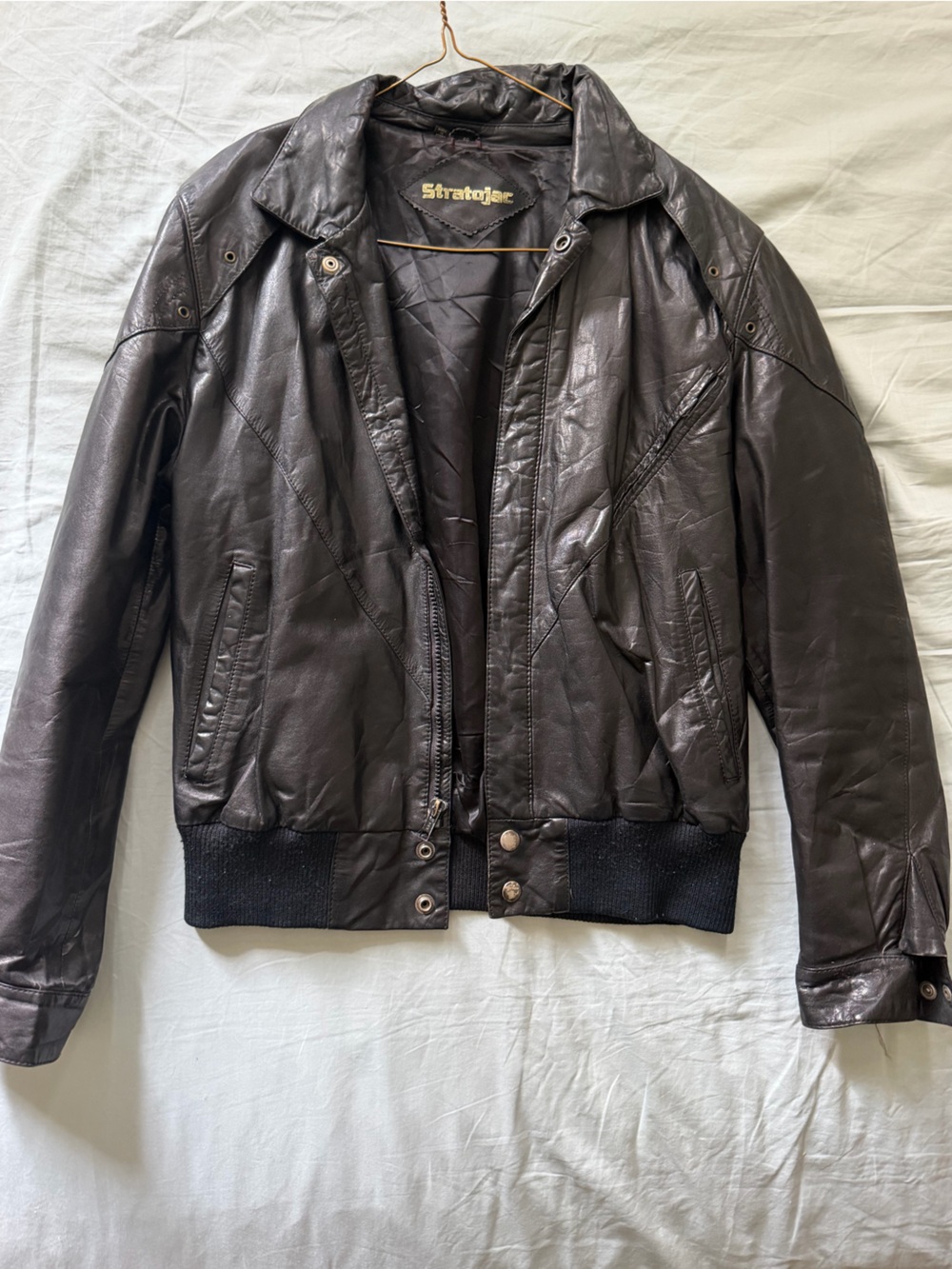 Stratojac Black Leather Mens Jacket -Size 40
